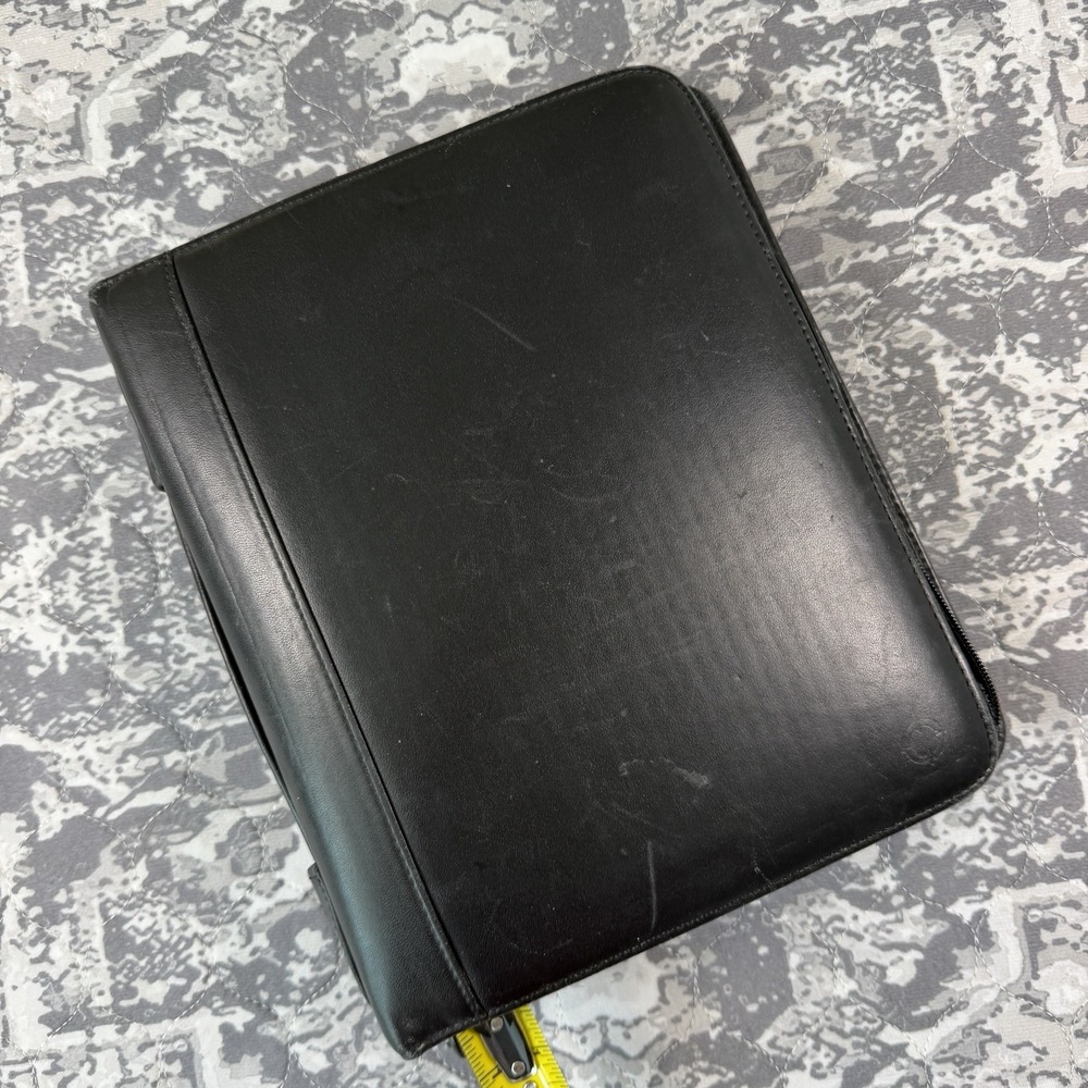 Franklin Covey Black Leather Zippered Classic Organizer Planner Binder 7 Ring